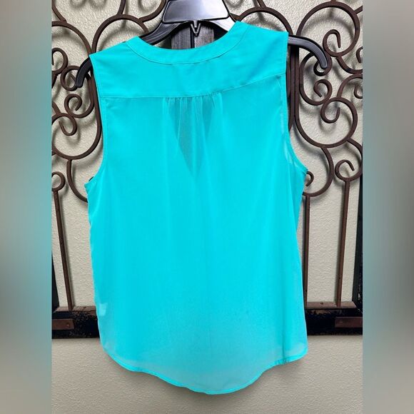 American Eagles Outfitters sleeveless button up teal sheer blouse - Picture 3 of 5